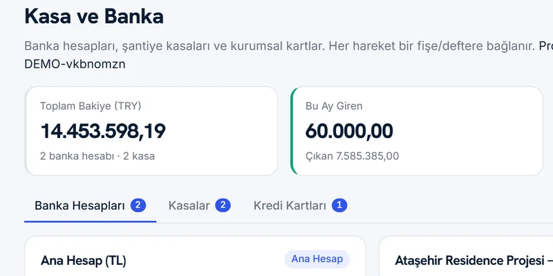 Finans ve Muhasebe ekranı